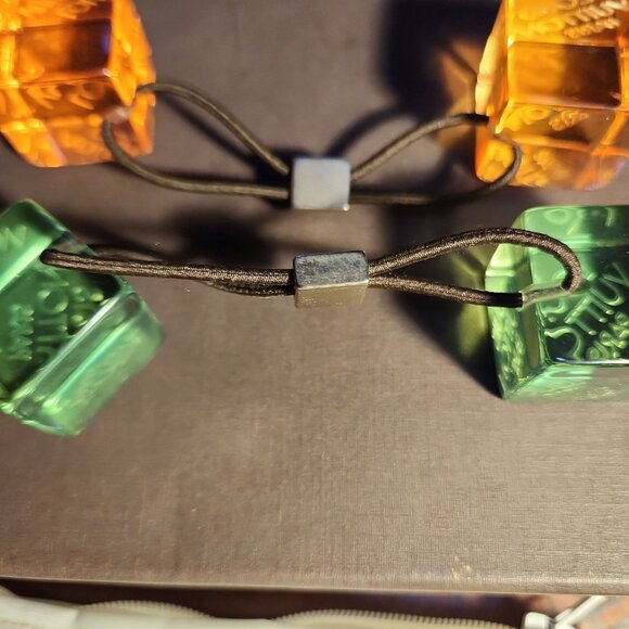 Auth Louis Vuitton Hair Cube Hair Tie Neon Green & Neon Orange Hair Tie with Bag - Picture 5 of 14